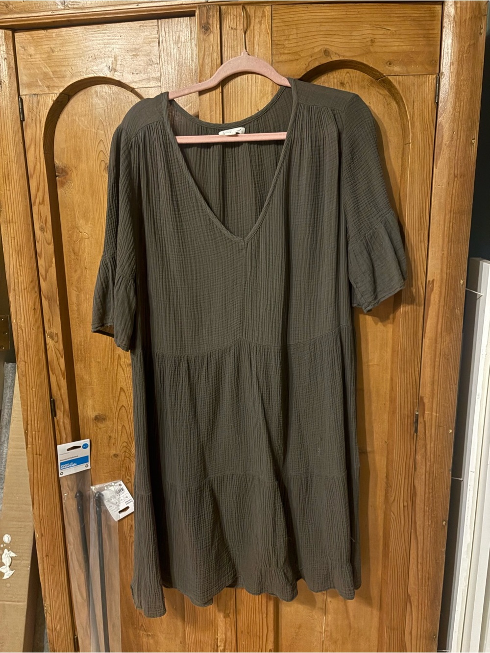 Velvet by Graham & Spencer Olive V-Neck Tiered Midi Dress